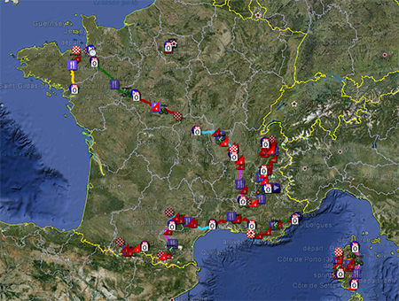 Het parcours van de Tour de France 2013 in Google Earth