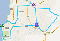 The map with the race route of the fifth stage of the Tour Down Under 2013 on Google Maps