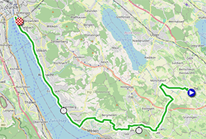 The race route of the elite women's individual time trial at the 2024 Road World Championships in Zurich