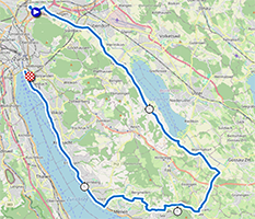 The race route of the elite men's individual time trial course at the 2024 Road World Championships in Zurich