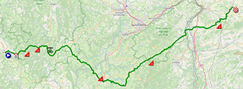 Het parcours van de 3e etappe van het Critérium du Dauphiné 2025 Het parcours van de 3e etappe van het Critérium du Dauphiné 2025