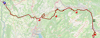 Het parcours van de 6e etappe van het Critérium du Dauphiné 2025 Het parcours van de 6e etappe van het Critérium du Dauphiné 2025
