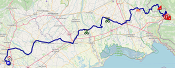 Het parcours van de 14e etappe van de Ronde van Italië 2025 Het parcours van de 14e etappe van de Ronde van Italië 2025