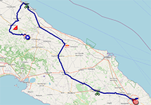 Het parcours van de 4e etappe van de Ronde van Italië 2025 Het parcours van de 4e etappe van de Ronde van Italië 2025
