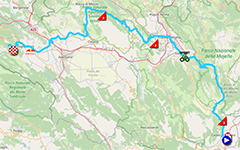 Het parcours van de 7e etappe van de Ronde van Italië 2025 Het parcours van de 7e etappe van de Ronde van Italië 2025