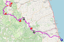Het parcours van de 8e etappe van de Ronde van Italië 2025 Het parcours van de 8e etappe van de Ronde van Italië 2025