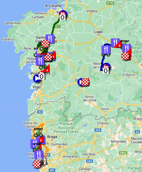 The map with the race route of O Gran Cami&ntildeo 2025