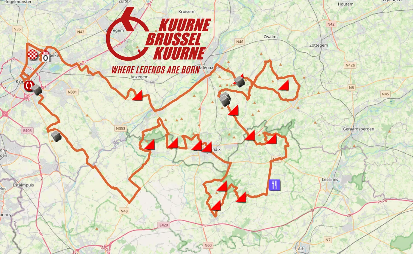 The Kuurne-brussels-kuurne 2024 Race Route On Open Street Maps And In 