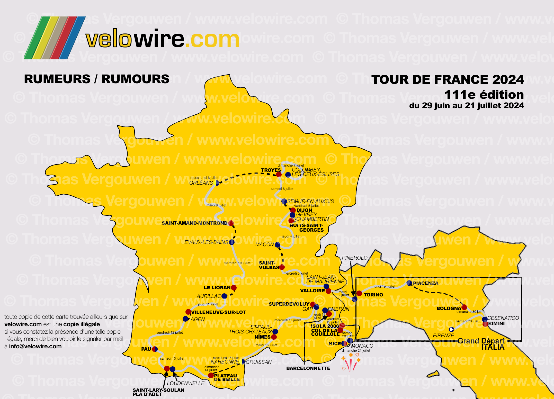 Het Grand Départ van de Tour de France 2024 in Italië! En de finish met