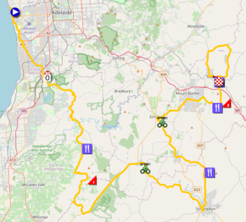 The race route of the third stage of the Tour Down Under 2026