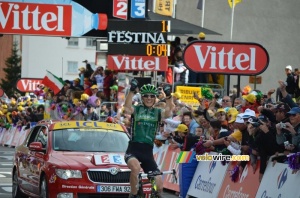Pierre Rolland (Team Europcar) celebrates his victory (1049x)