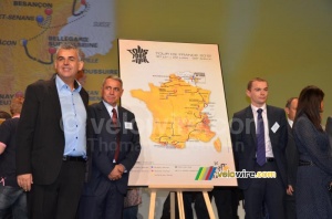 Pascal Terrasse, Gilles Novat & Olivier Dussopt with the map of the Tour de France 2012 (866x)