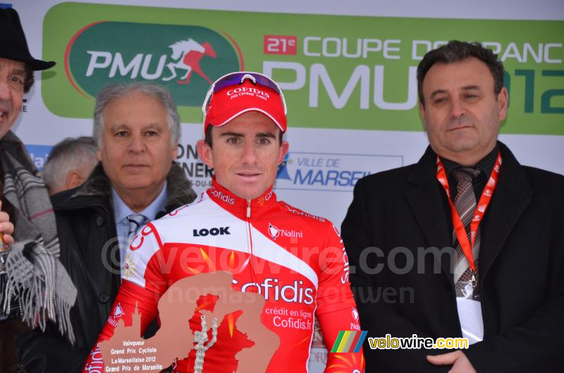 Samuel Dumoulin (Cofidis) op het podium (2)