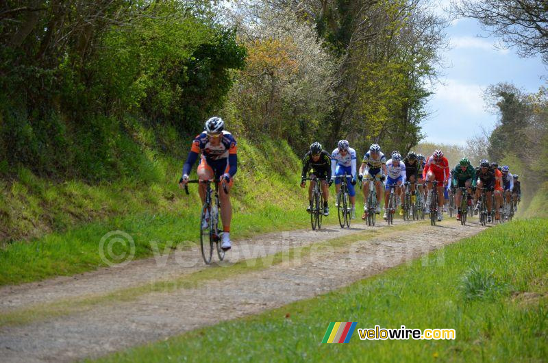 Het peloton in de tweede ribin