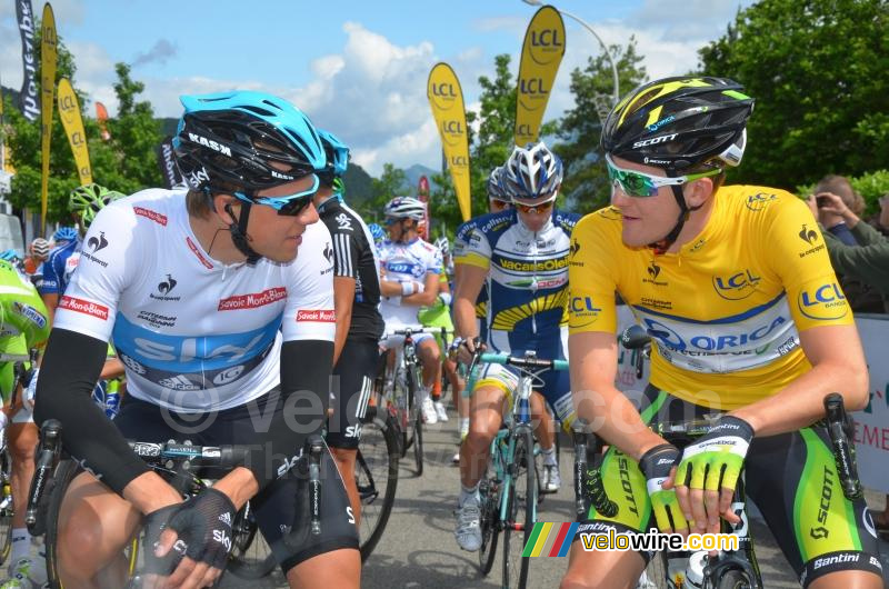 Edvald Boasson Hagen & Luke Durbridge voor de start