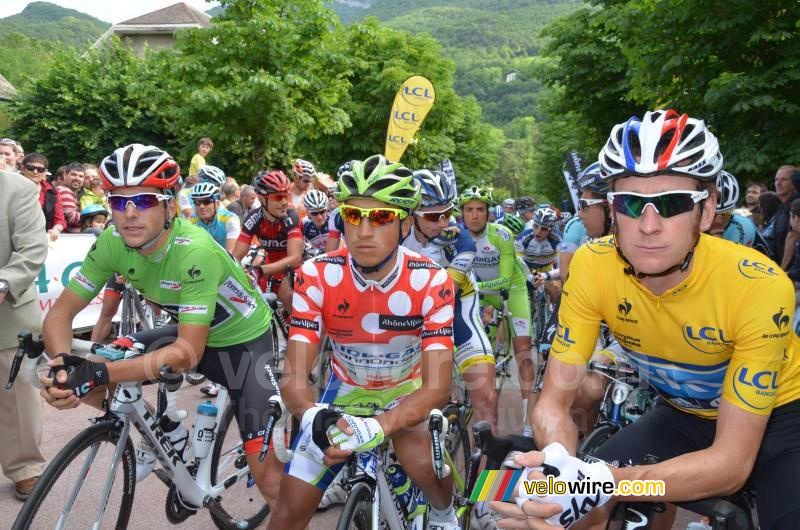 Tony Gallopin, Cayetano José Sarmiento & Bradley Wiggins aan de start