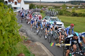 Le peloton se fait doubler par des voitures (595x)