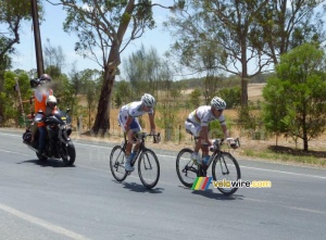 Philippe Gilbert (BMC) & Damien Howson (UniSA) près de Birdswood (461x)