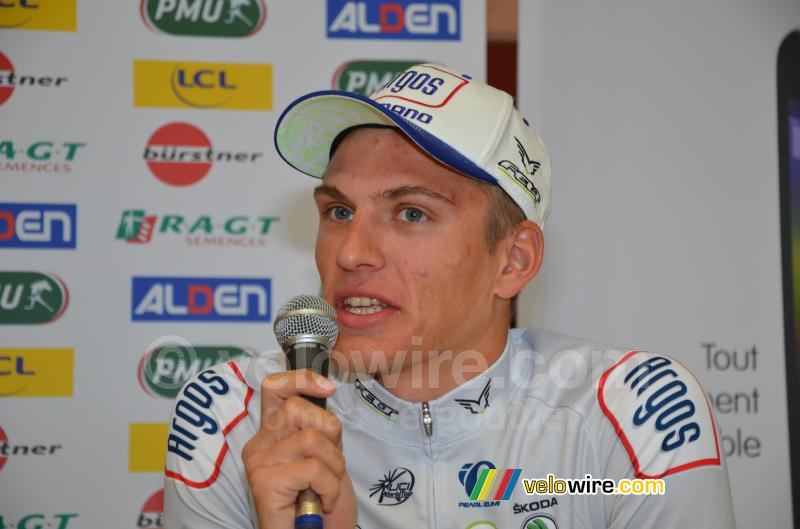 Marcel Kittel (Argos-Shimano) wordt geïnterviewd