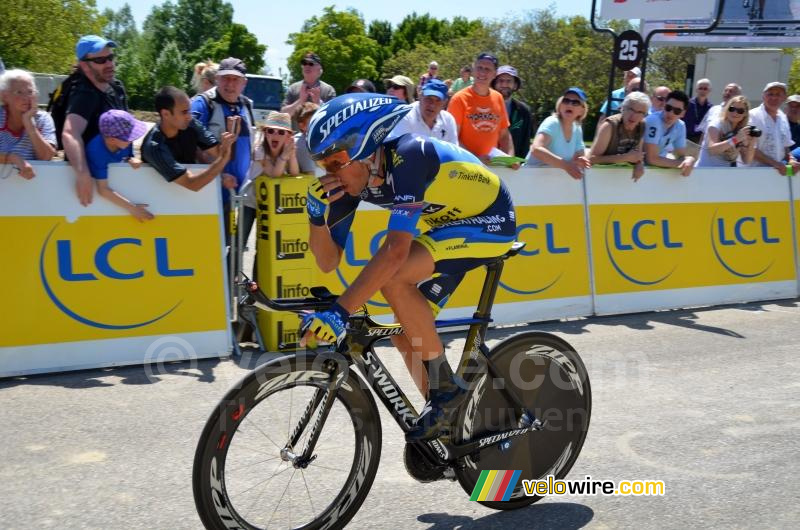 Alberto Contador (Saxo-Tinkoff) aan de finish