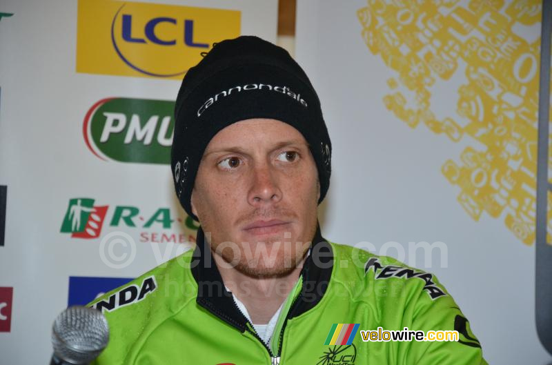 Alessandro de Marchi (Cannondale) bij de persconferentie
