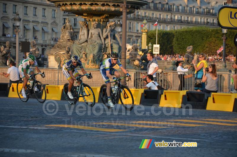 Cameron Meyer (Orica), Juan Antonio Flecha (Vacansoleil) & Julien El Fares (Sojasun)