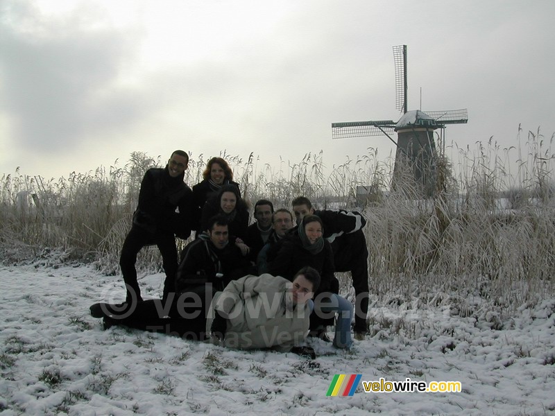 Rachid, Ludivine, Anne-Cécile, Bernard, Florent, Thomas, Fabian, Virginie & Stefan in Kinderdijk