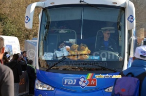 The tropheys in front of the FDJ.fr team bus (398x)