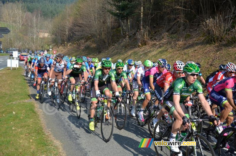 Het peloton aan de voet van de col du Champ Juin (2)