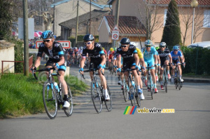 Le peloton regroupé au pied de la Côte du Mont Brouilly (464x)