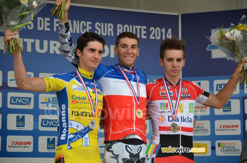 Het podium van de Franse Kampioenschappen amateurs: Mainard, Guyot & Turgis