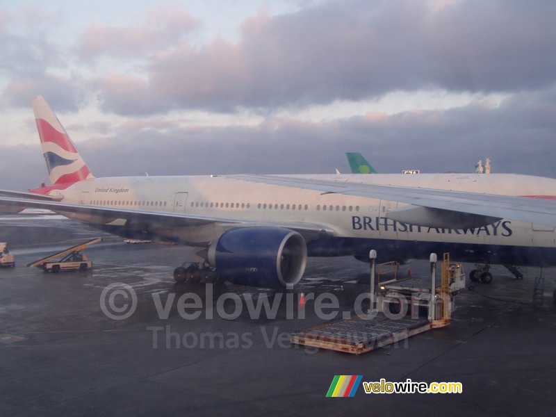 Een British Airways vliegtuig gezien vanuit mijn Air France vliegtuig