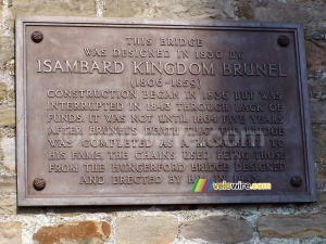 Plaque on Suspension Bridge ready in 1864 (236x)