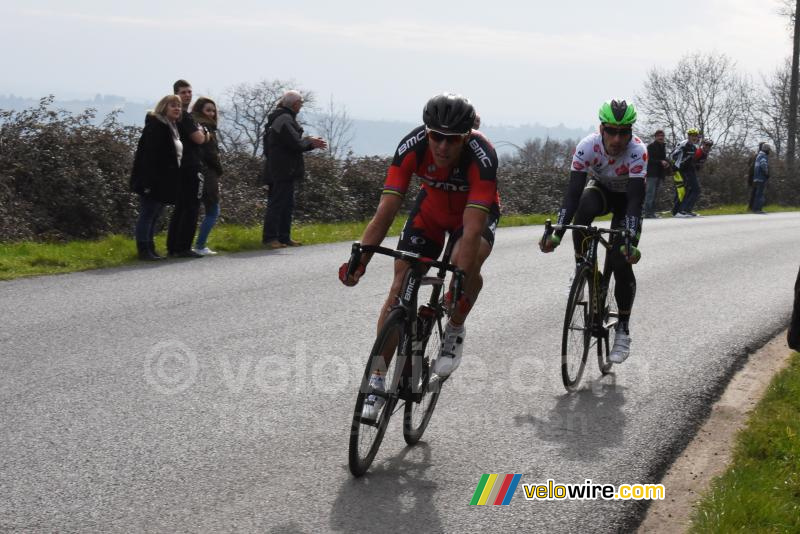 Philippe Gilbert (BMC) & Jonathan Hivert (Bretagne-Séché) op de Côte de la Tour