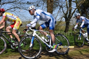 Nicolas Lefrançois (Team Novo Nordisk) dans le ribin à Ploudaniel (516x)