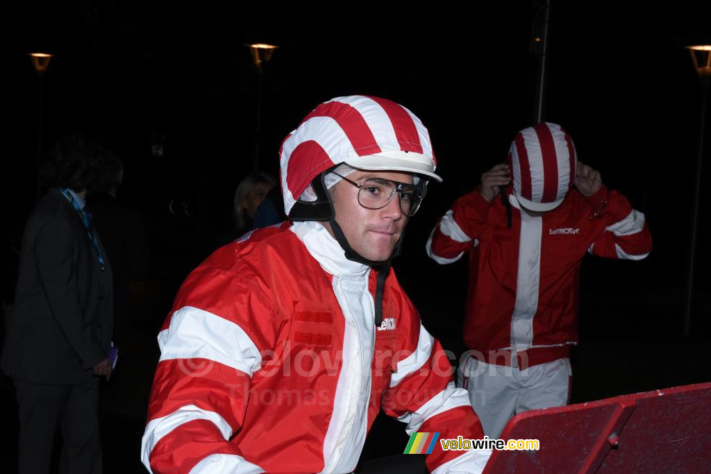 Maxime Cam aan de start van de sulkies wedstrijd