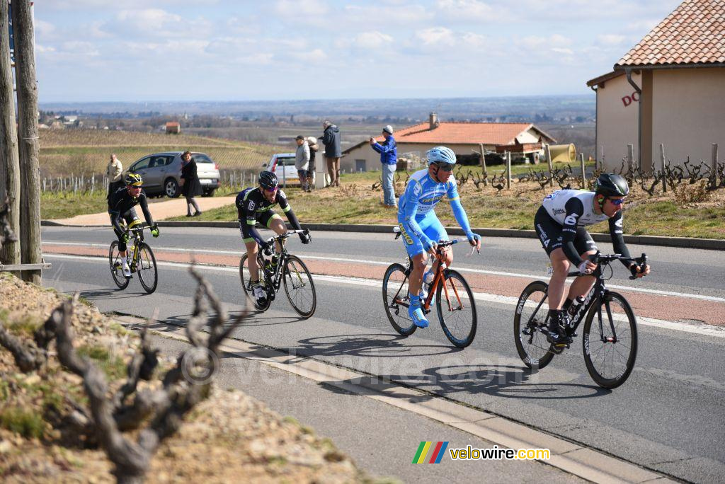 De kopgroep van de dag: Matt Brammeier, Evaldas Siskevicius, Florian Vachon & Thomas Voeckler