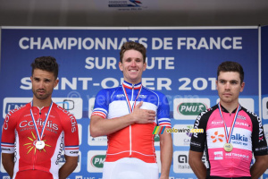 Le podium du Championnat de France 2017 : Arnaud Démare, Nacer Bouhanni, Jérémy Leveau (2758x)