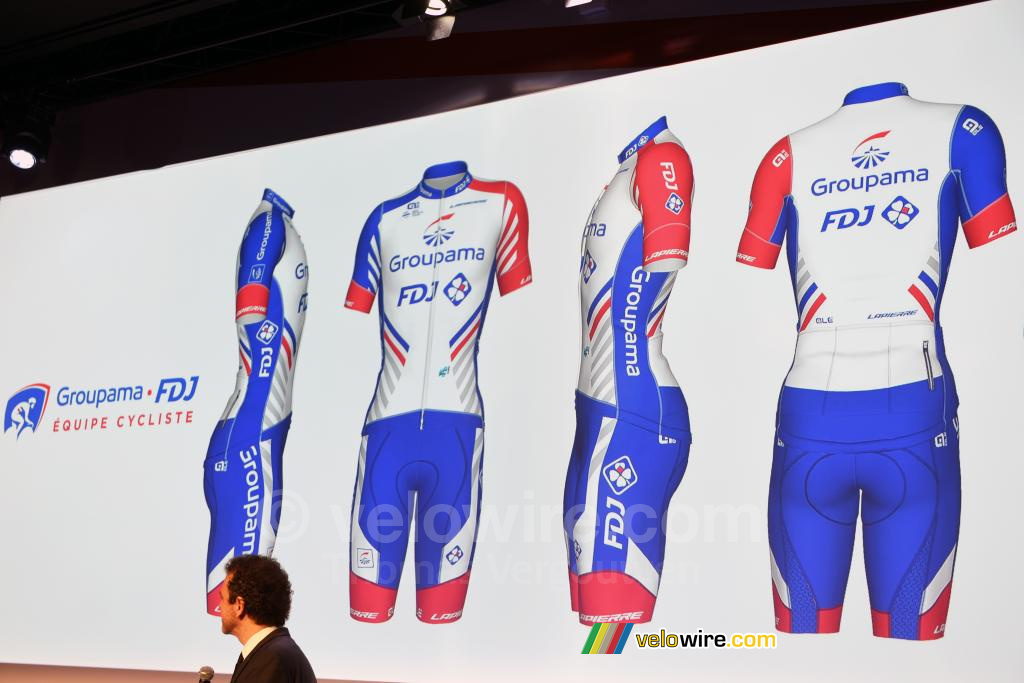 The new shirt of the Groupama FDJ cycling team photographs