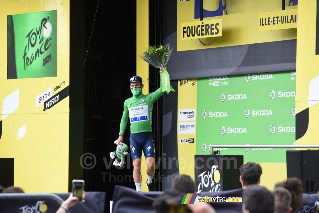 Mark Cavendish (Deceuninck – Quick-Step) groene truidrager