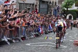 Remco Evenepoel (Belgium) & Valentin Madouas (France) in the second climb of the Butte Montmartre (43x)