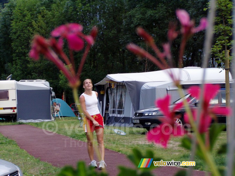 Ellen tijdens het badmintonnen
