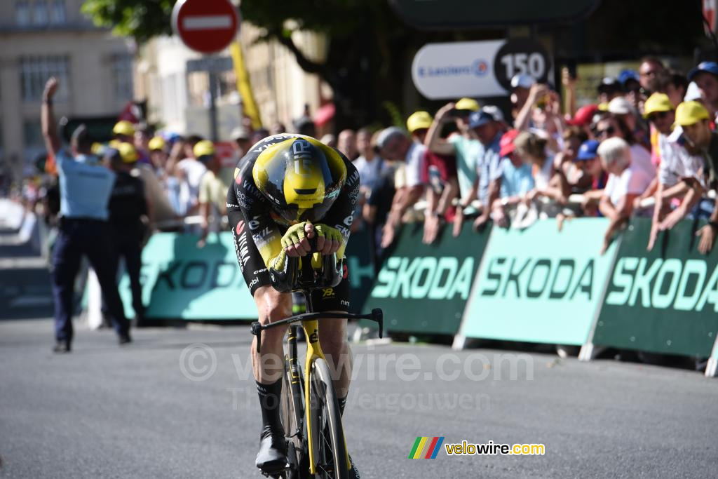 Matteo Jorgenson (Team Visma | Lease a Bike) tijdens de tijdrit Caen > Caen