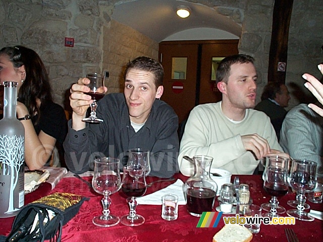 Thomas drinking wine ??? & Olivier