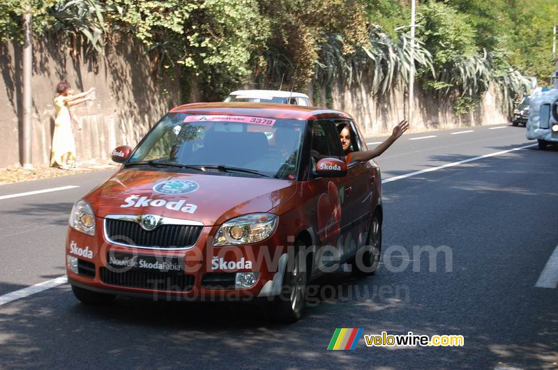 Eén van de nieuwe Fabia's van de Škoda reclamecaravaan