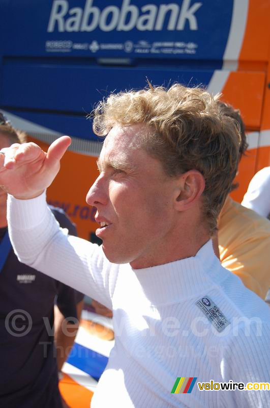 Michael Boogerd (Rabobank) na de finish
