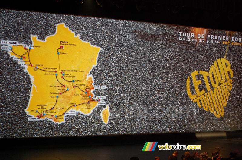 De kaart met het parcours van de Tour de France 2008 (2)