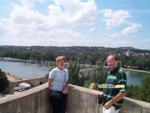 My parents in front of the 'Pont d'Avignon' (known from the famous song) (357x)