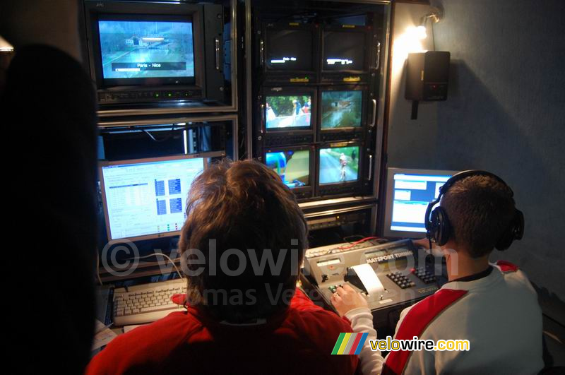 Mobiele studio: rechts wordt een tekst voorgesteld (in dit geval 