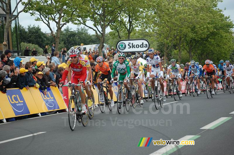 Amets Txurruka (Euskaltel), Simon Gerrans (Crédit Agricole), Angel Gomez (Saunier Duval-Scott), Rémy Di Gregorio (Française des Jeux) - arrivée Saint-Brieuc